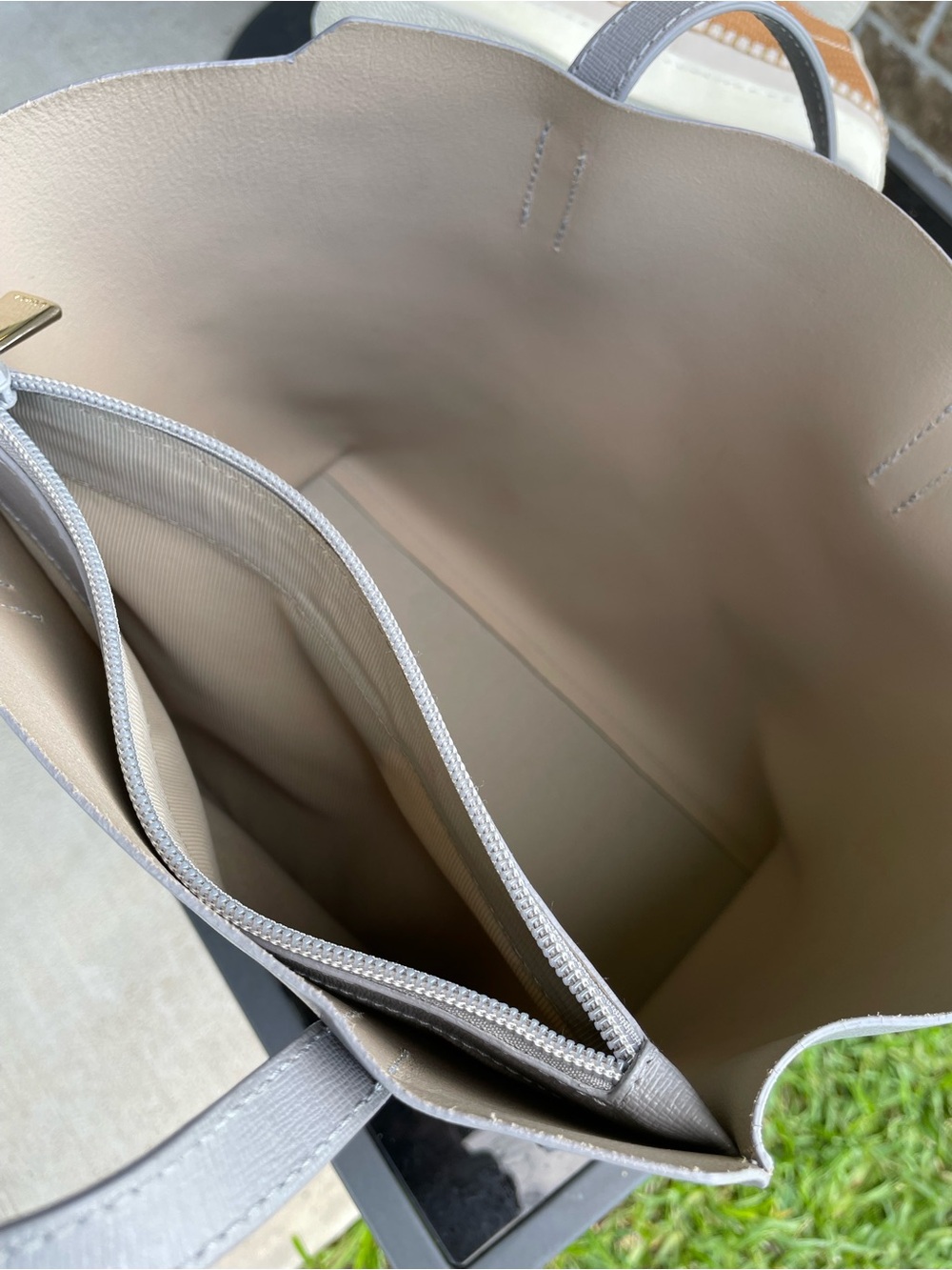 Furla Gray Saffiano Leather Tote with Gold Charm - Picture 3 of 6